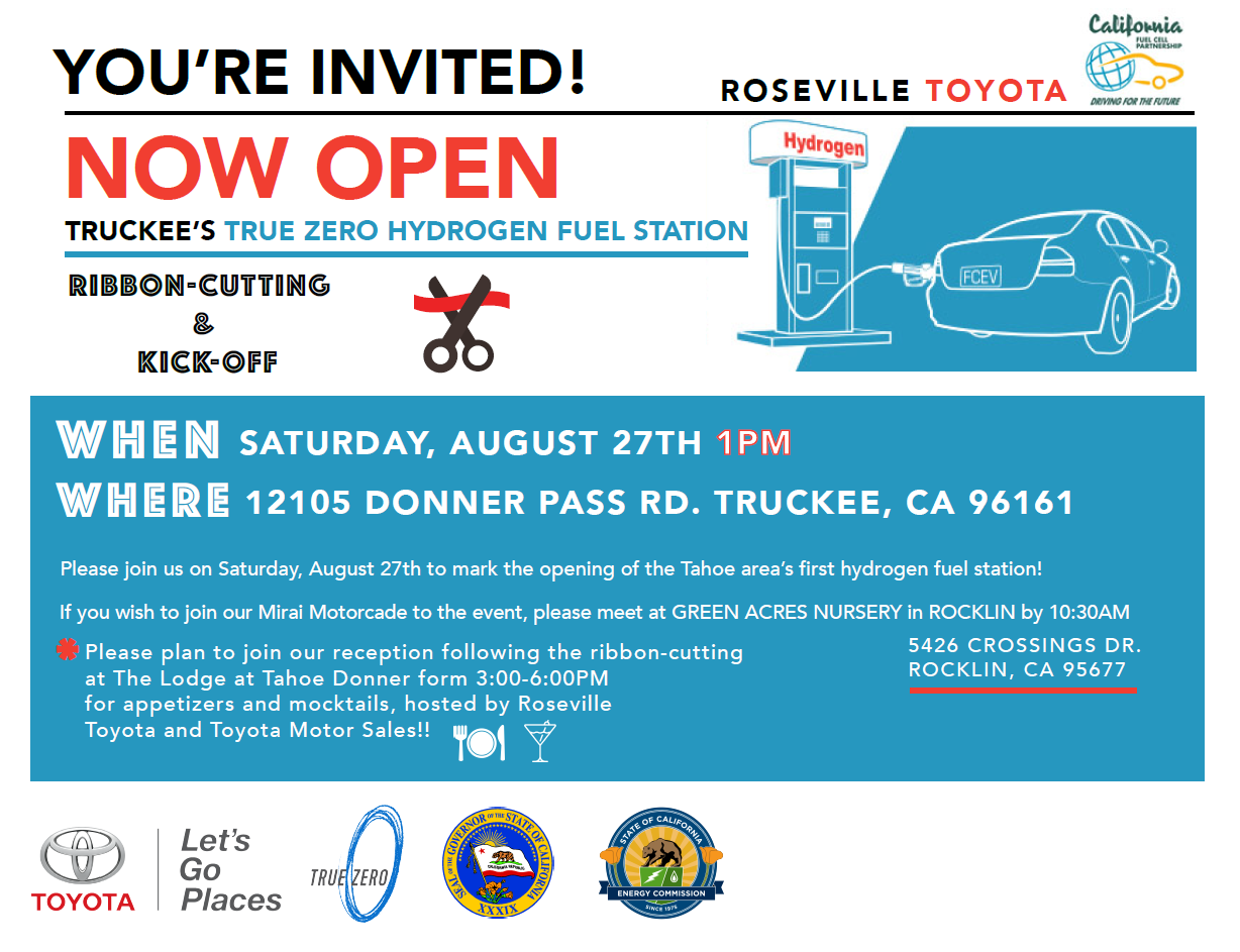 Lake Tahoe-Truckee hydrogen station ribbon cutting and celebration August 27, 2016