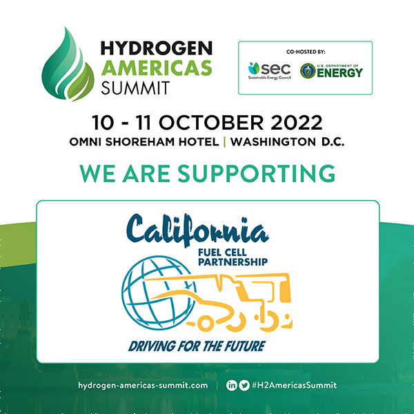 Hydrogen Americas Summit Conference 2022 CaFCP Supporting Banner