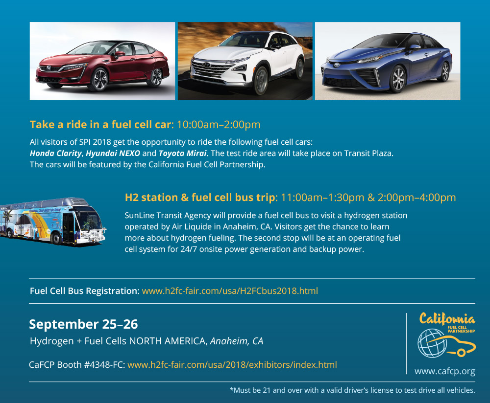 Ride and Drive and Fuel Cell Bus Hydrogen Station Tour - Hydrogen and Fuel Cells North America September 25-26, 2018