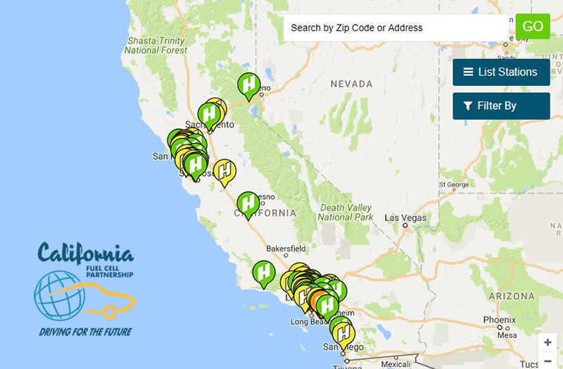 California Hydrogen Station Map